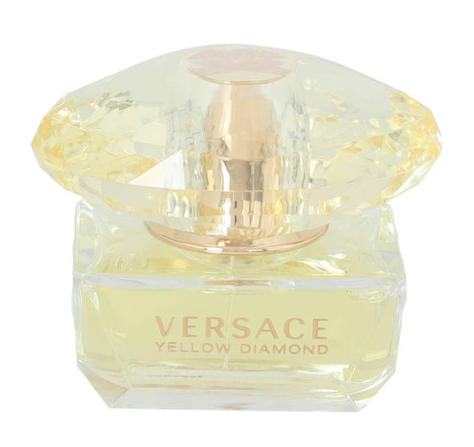 Versace Yellow Diamond bottle front view, sparkling charisma for evening occasions.