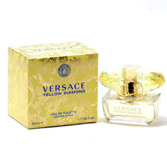 Versace Yellow Diamond cap and label detail highlighting premium presentation.