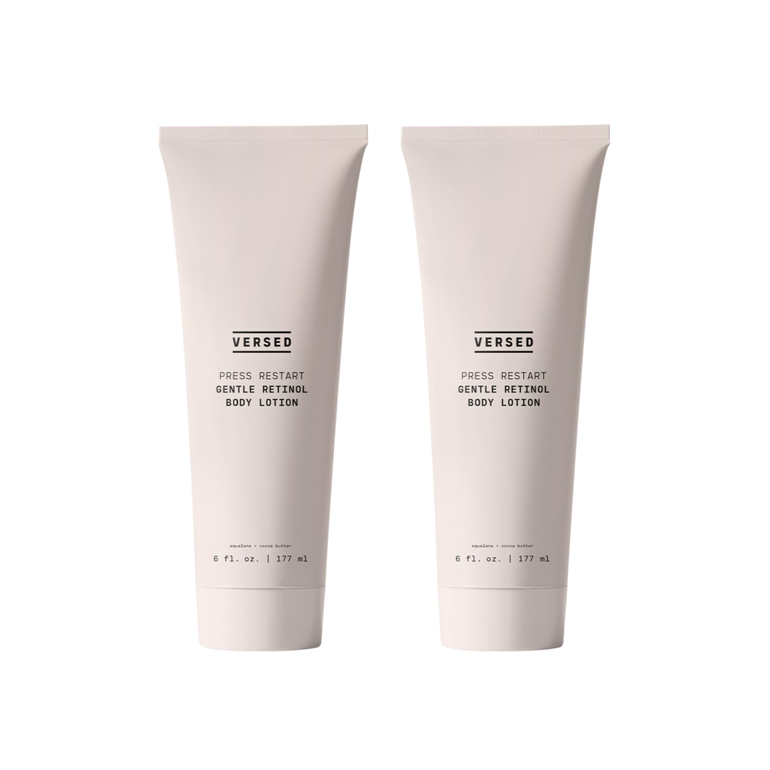 Versed Press Restart Retinol Body Lotion bottle shown for all-over hydration and ease of use.