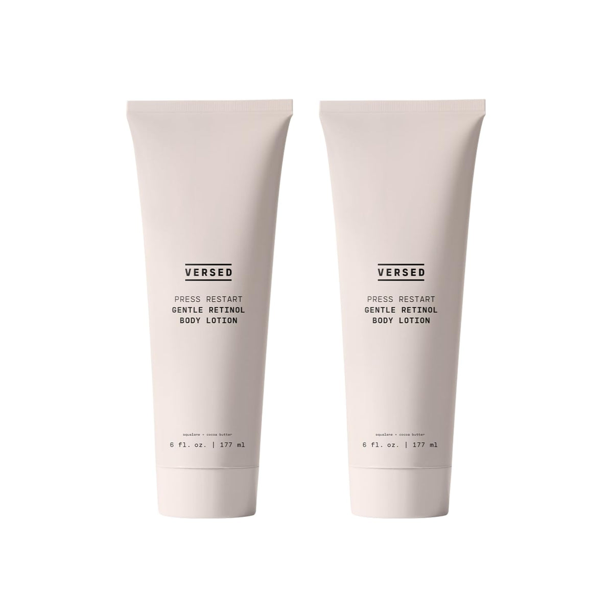 Versed Press Restart Retinol Body Lotion bottle shown for all-over hydration and ease of use.