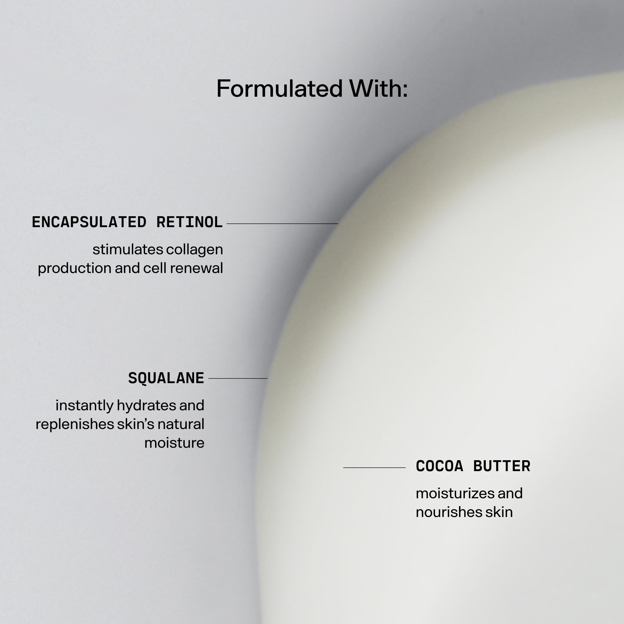 Versed Press Restart Retinol Body Lotion with cocoa butter nourishes dry skin.