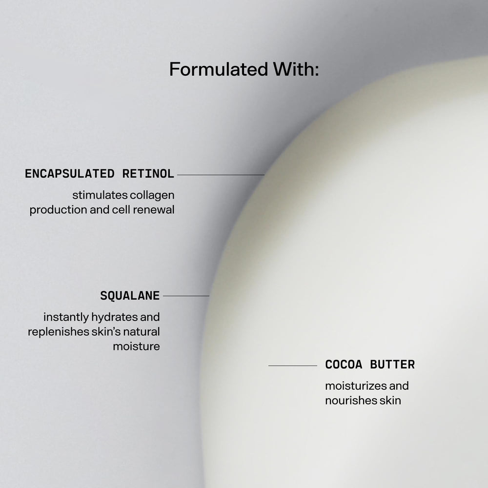Versed Press Restart Retinol Body Lotion with cocoa butter nourishes dry skin.