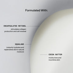 Versed Press Restart Retinol Body Lotion with cocoa butter nourishes dry skin.
