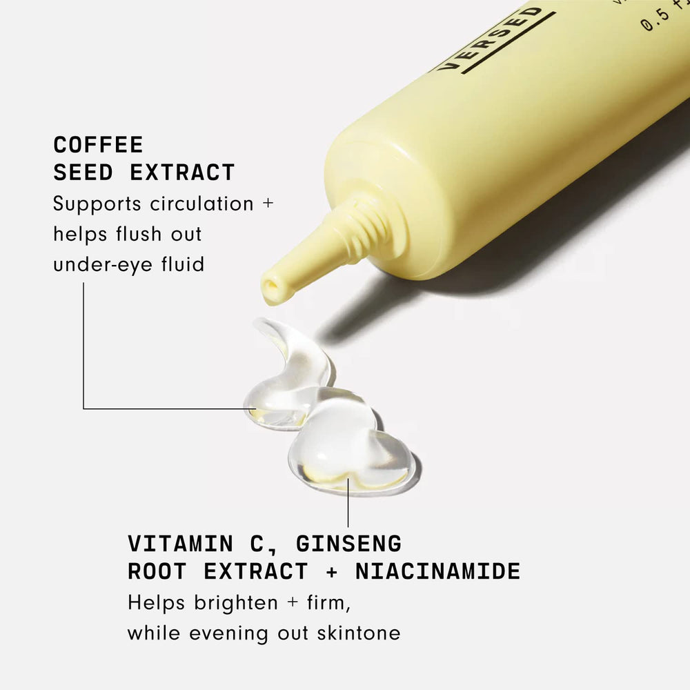 Close-up of Versed Vacation Eyes gel texture showing a lightweight, fast-absorbing formula.