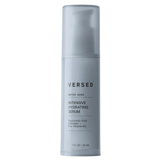 Versed Water Rush bottle with pump delivering lightweight daily hydration.