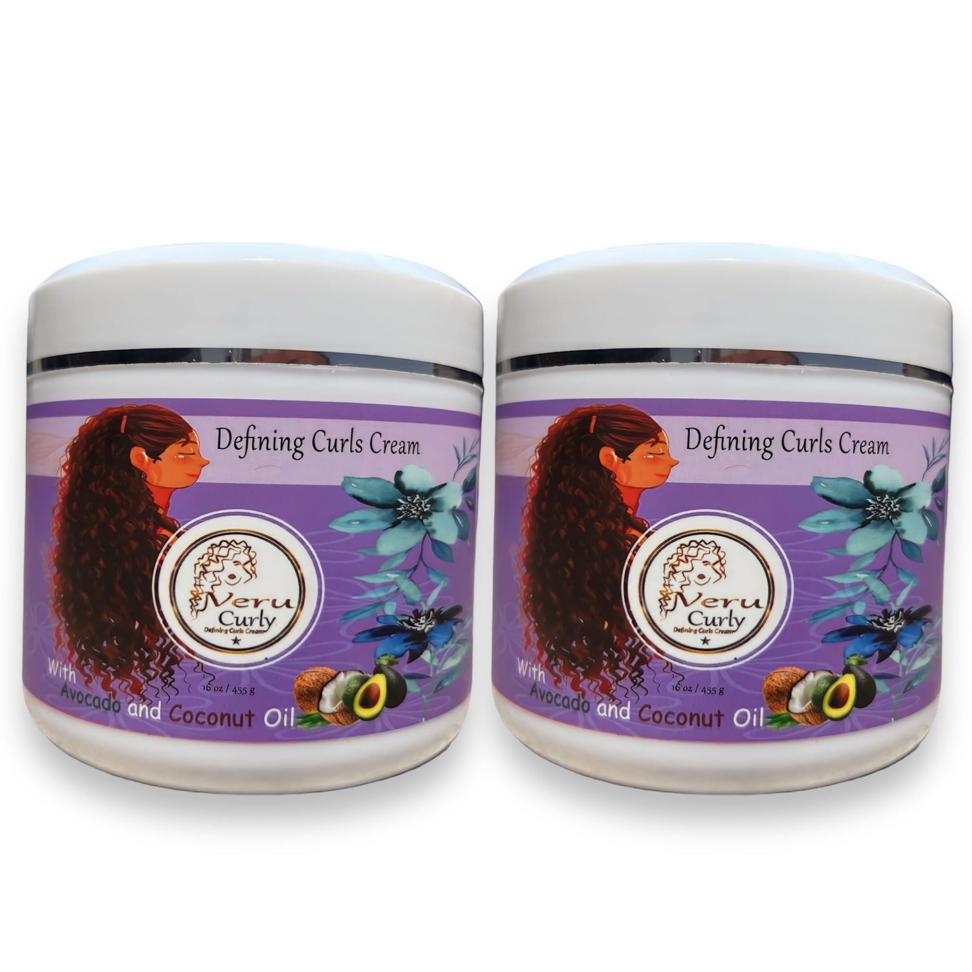 VeruCurly curl cream bottle defines waves with hydrated, smooth curls.