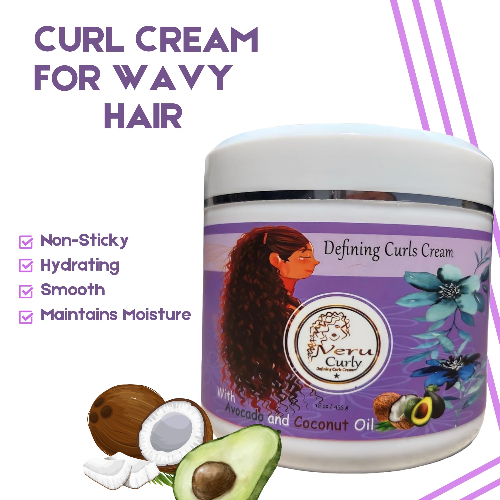 VeruCurly wave model shows soft, frizz-controlled curls.