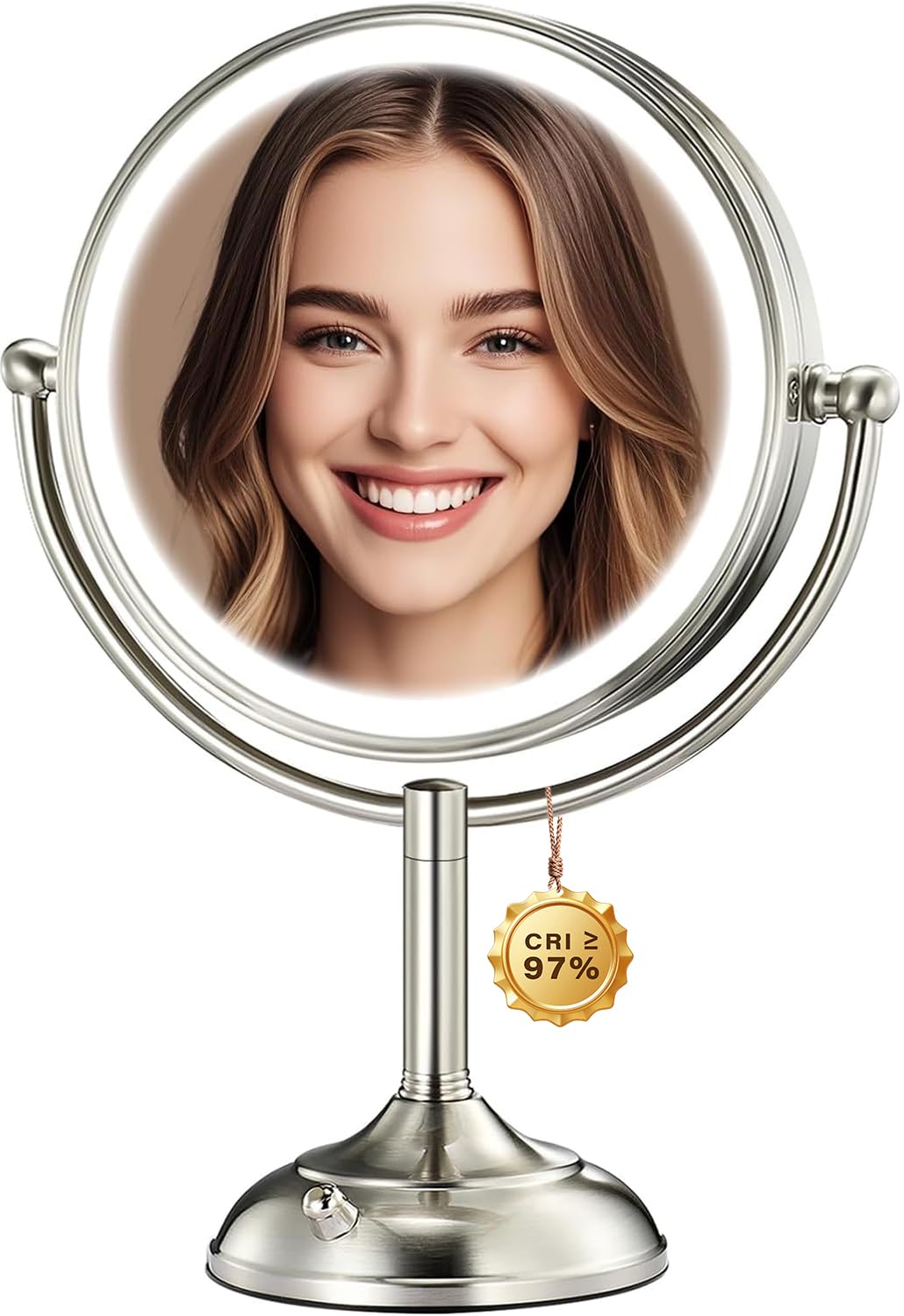 VESAUR 2026 mirror front view showcases premium pearl nickel finish and clear imaging