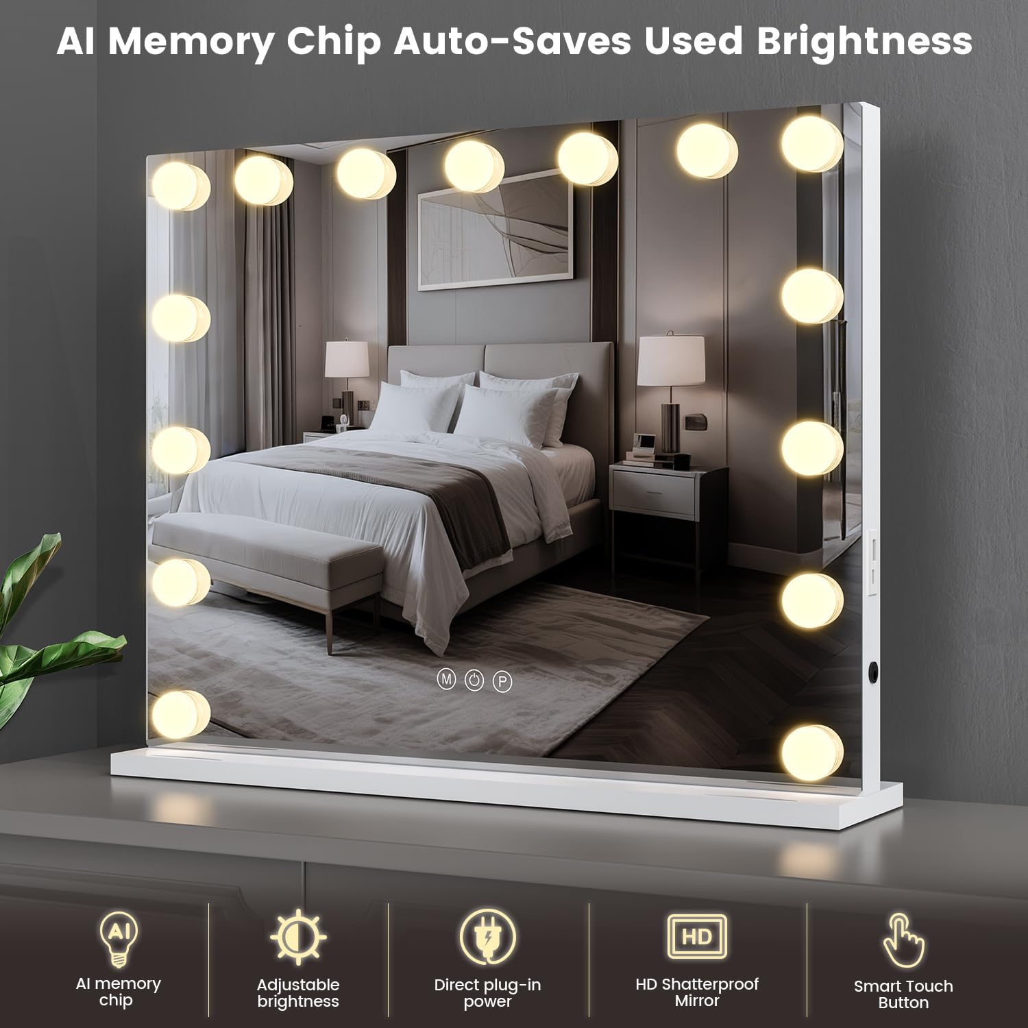 VESAUR 10X/15X magnification mirrors for precise brow and pore detailing