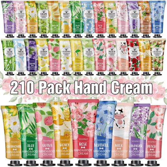 VESPRO 210-pack hand cream gift set front view with colorful tubes for hydration options