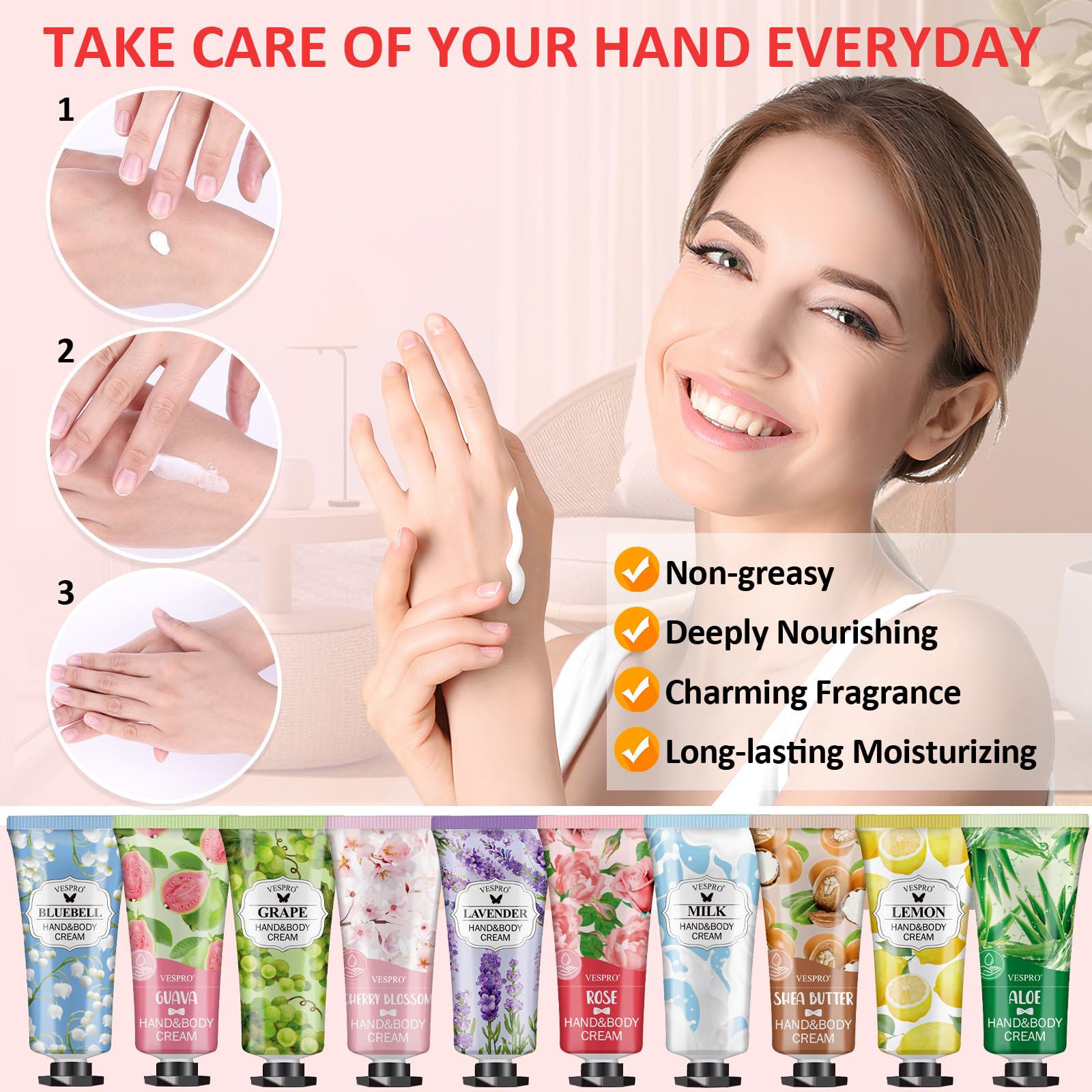 VESPRO hand cream with nourishing ingredients like shea butter and vitamin E