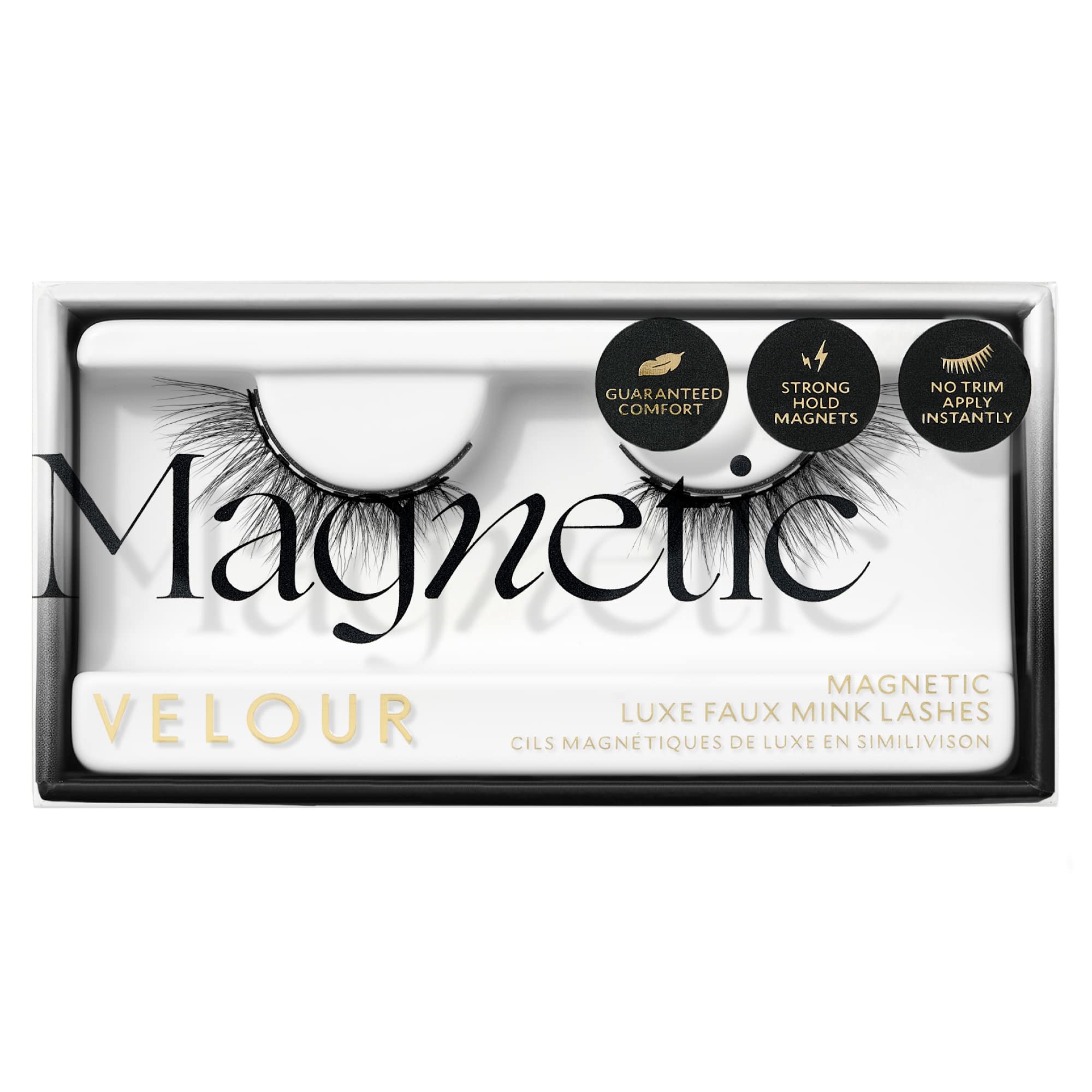 VeVelour magnetic eyelashes showing 8 magnets on a soft cotton band for secure wear.