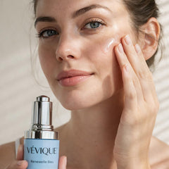 VÉVIQUE Renewelle Bleu Serum close-up of hydrating, brightening formula.