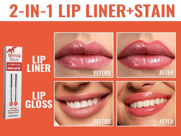 Vevivia Lip Stain Peel Off Rose for vivid, lasting shade.