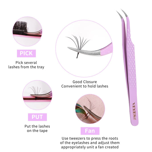 VEYES INC anti-slip boot grip on lash tweezers improves control.