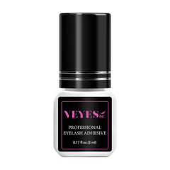 VEYES INC eyelash extension glue bottle close-up showing 5ml size and deep black bond.