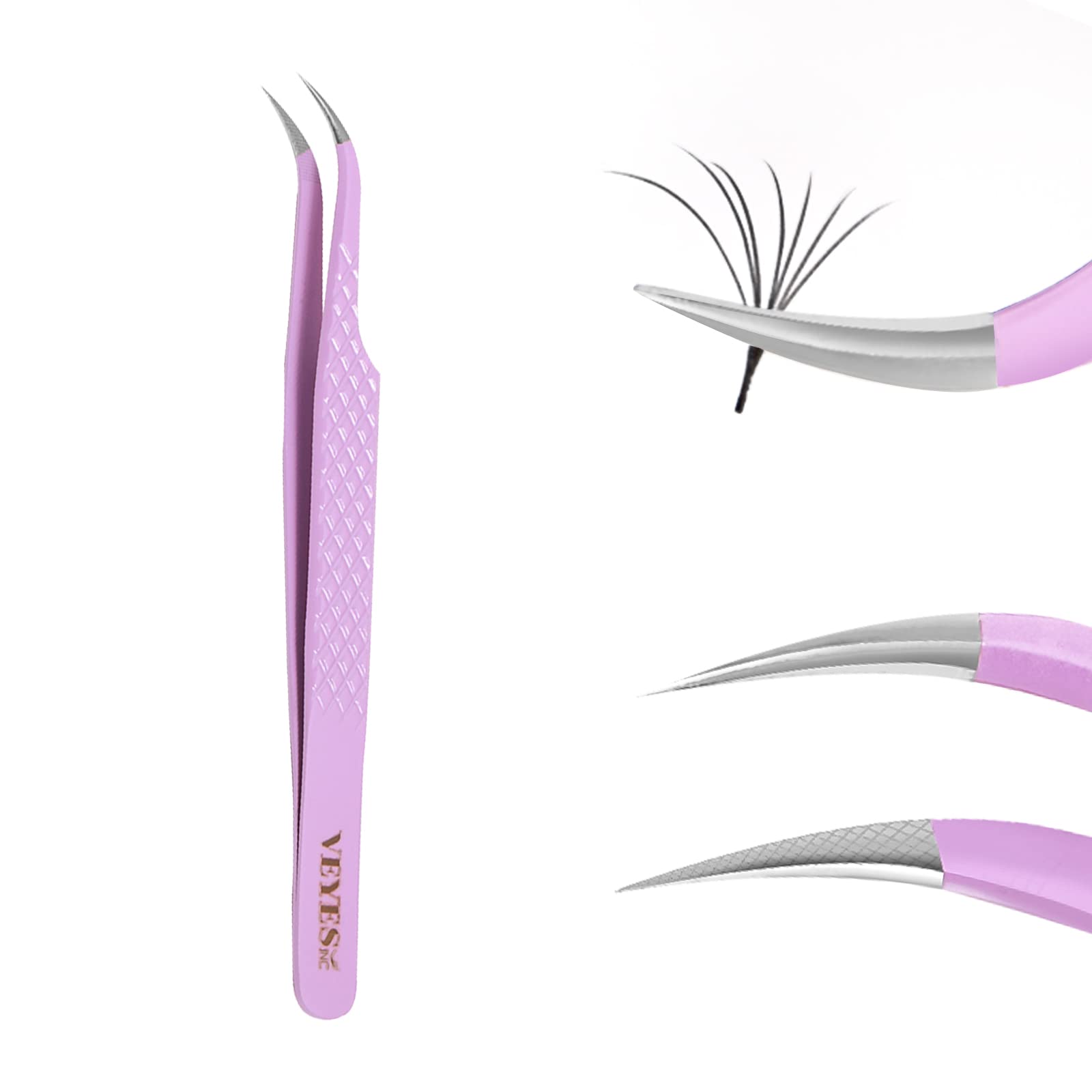 VEYES INC high-precision eyelash tweezers with J45 tip for precise volume fans.