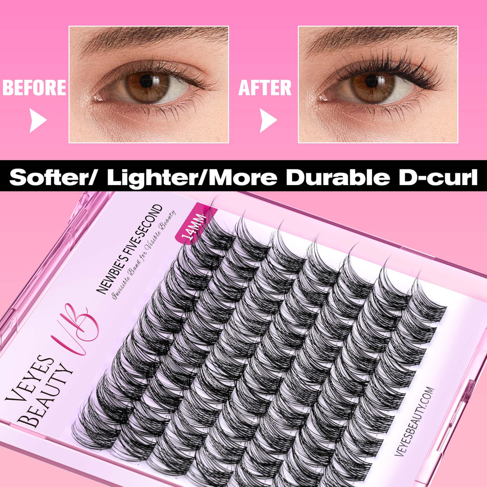 VEYESBEAUTY step-by-step application with lash applicator simplifies DIY lash look.