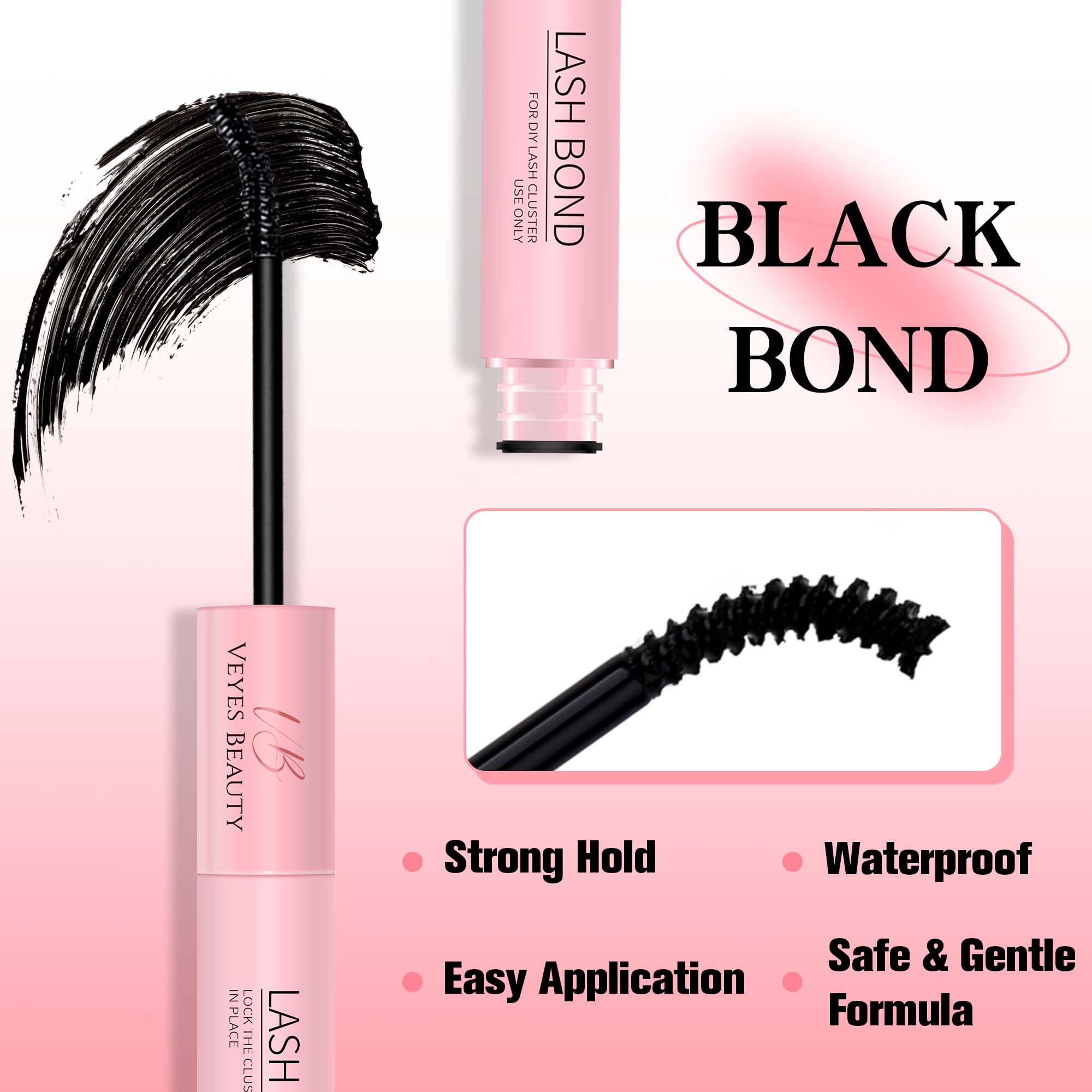 VEYESBEAUTY waterproof formula supports long-lasting cluster lashes