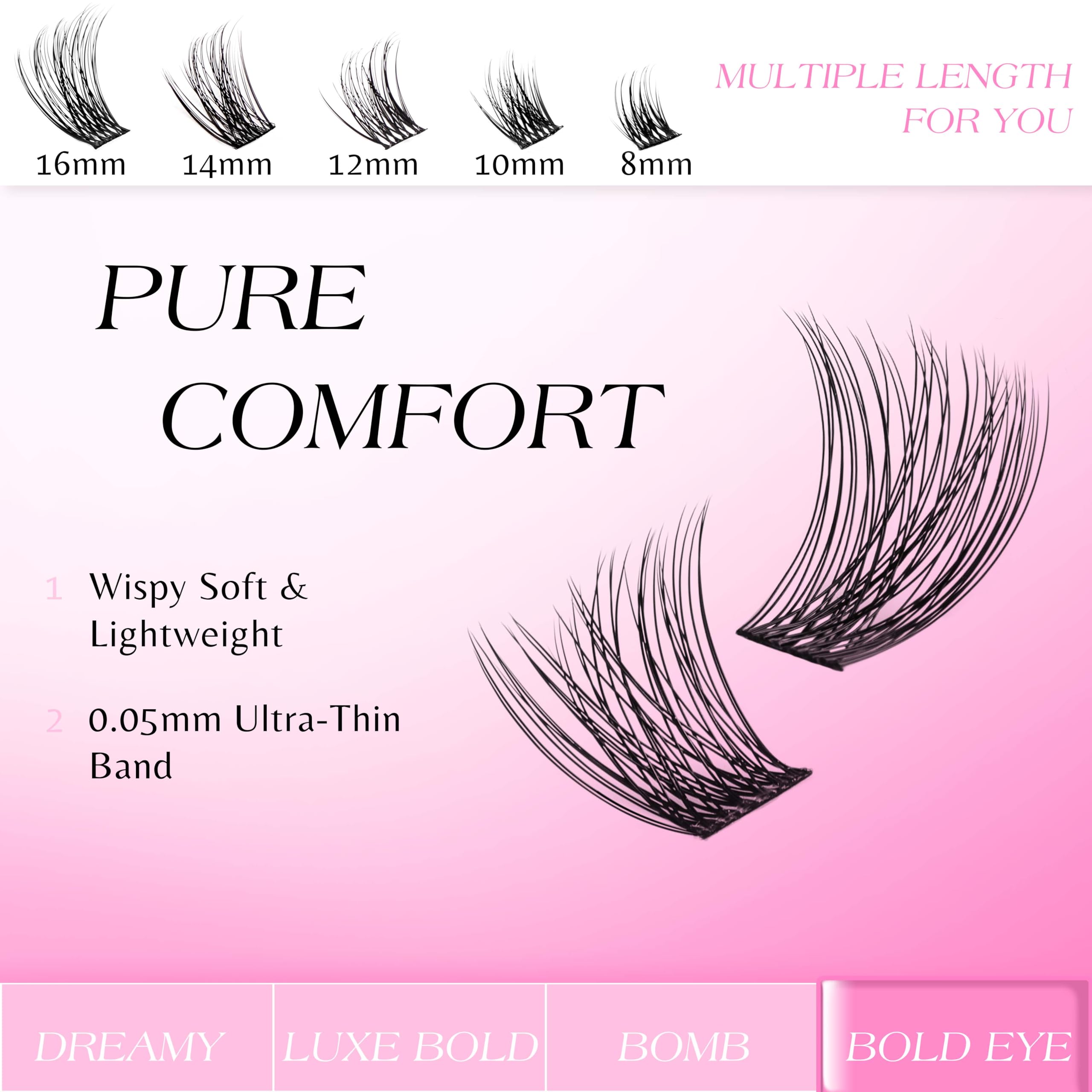 VEYESBEAUTY application tool to place clusters under natural lashes with precision.