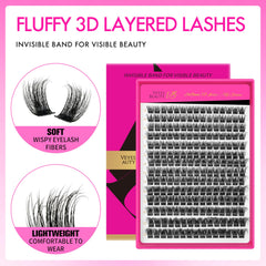 VEYESBEAUTY Lash Clusters with invisible band for seamless wear.