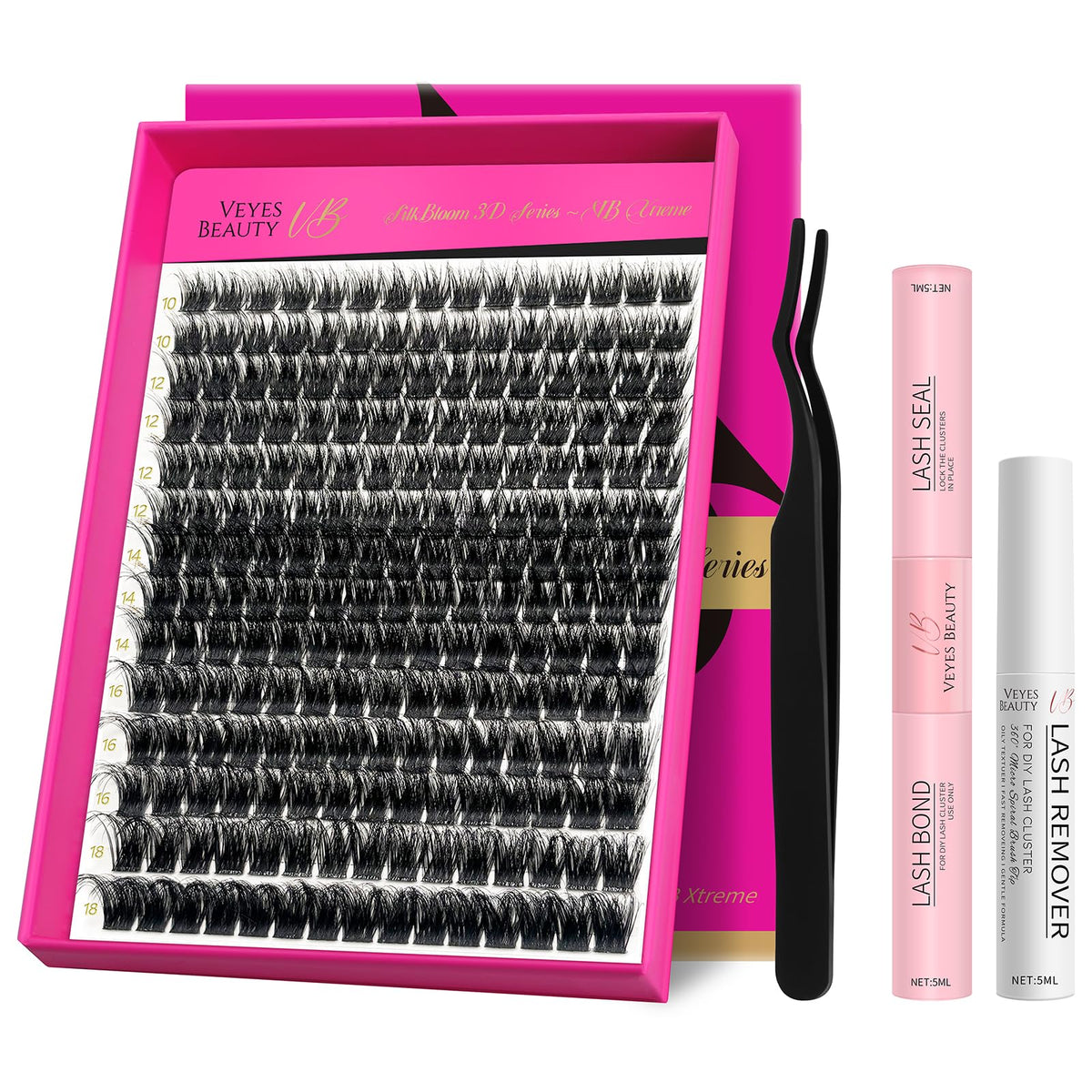 VEYESBEAUTY lash clusters kit with 3D fluffy layers for dramatic yet lightweight lashes