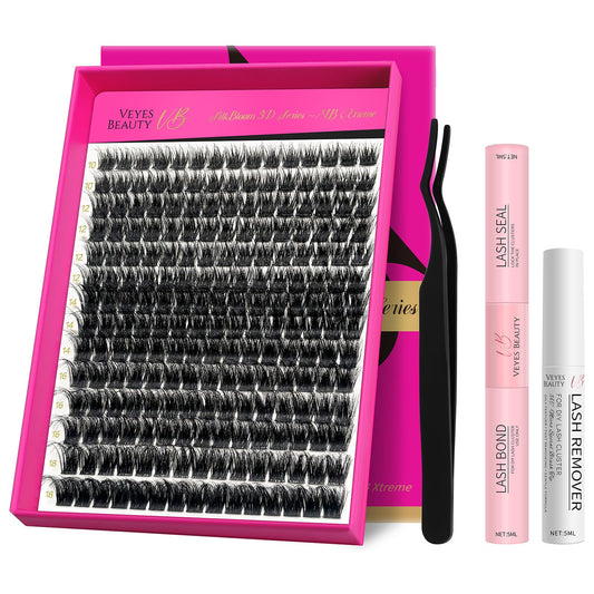 VEYESBEAUTY lash clusters kit with 3D fluffy layers for dramatic yet lightweight lashes