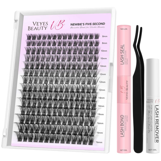 VEYESBEAUTY lash clusters kit tray close-up for easy, reusable looks.