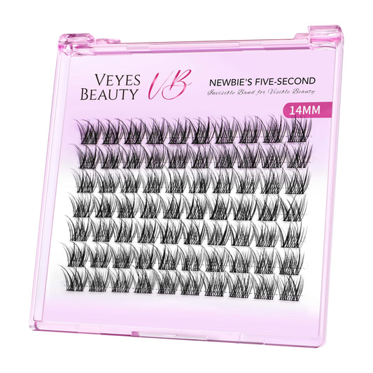 VEYESBEAUTY lash clusters tray creates natural wispy 14mm lashes for daily wear.