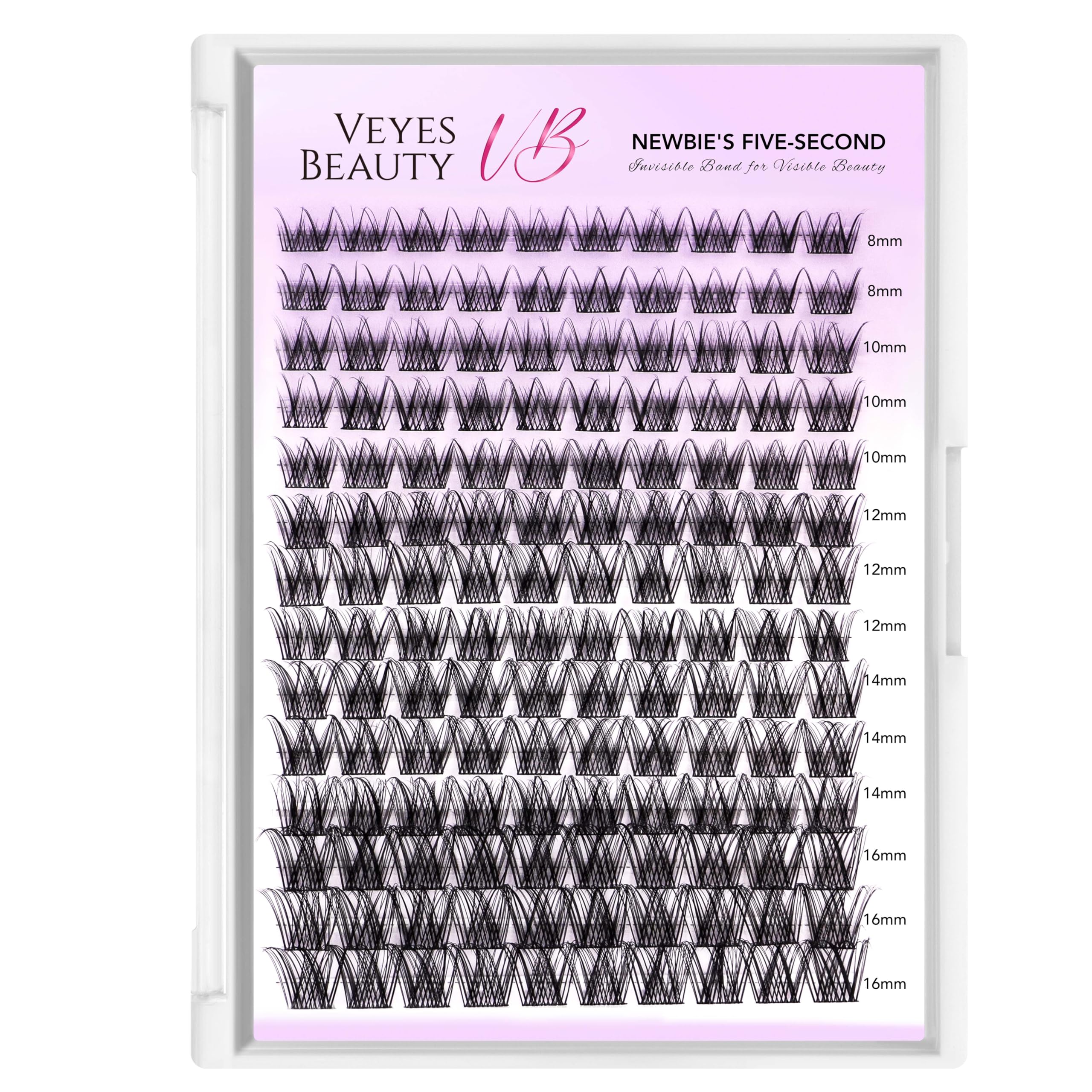 VEYESBEAUTY LuxeBold cluster lashes tray closeup with soft fibers