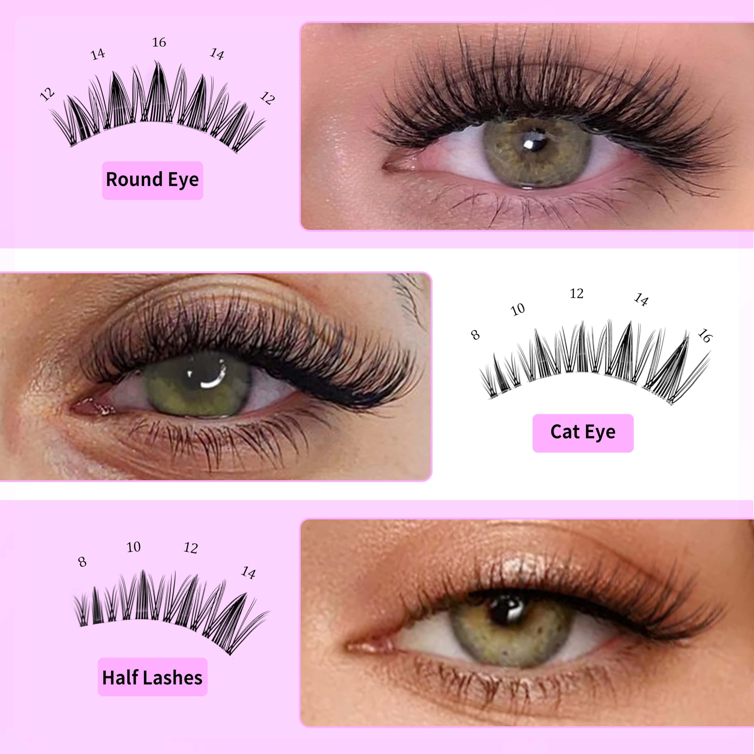 VEYESBEAUTY Manga Lash Clusters with sealer boost wear and waterproofing.