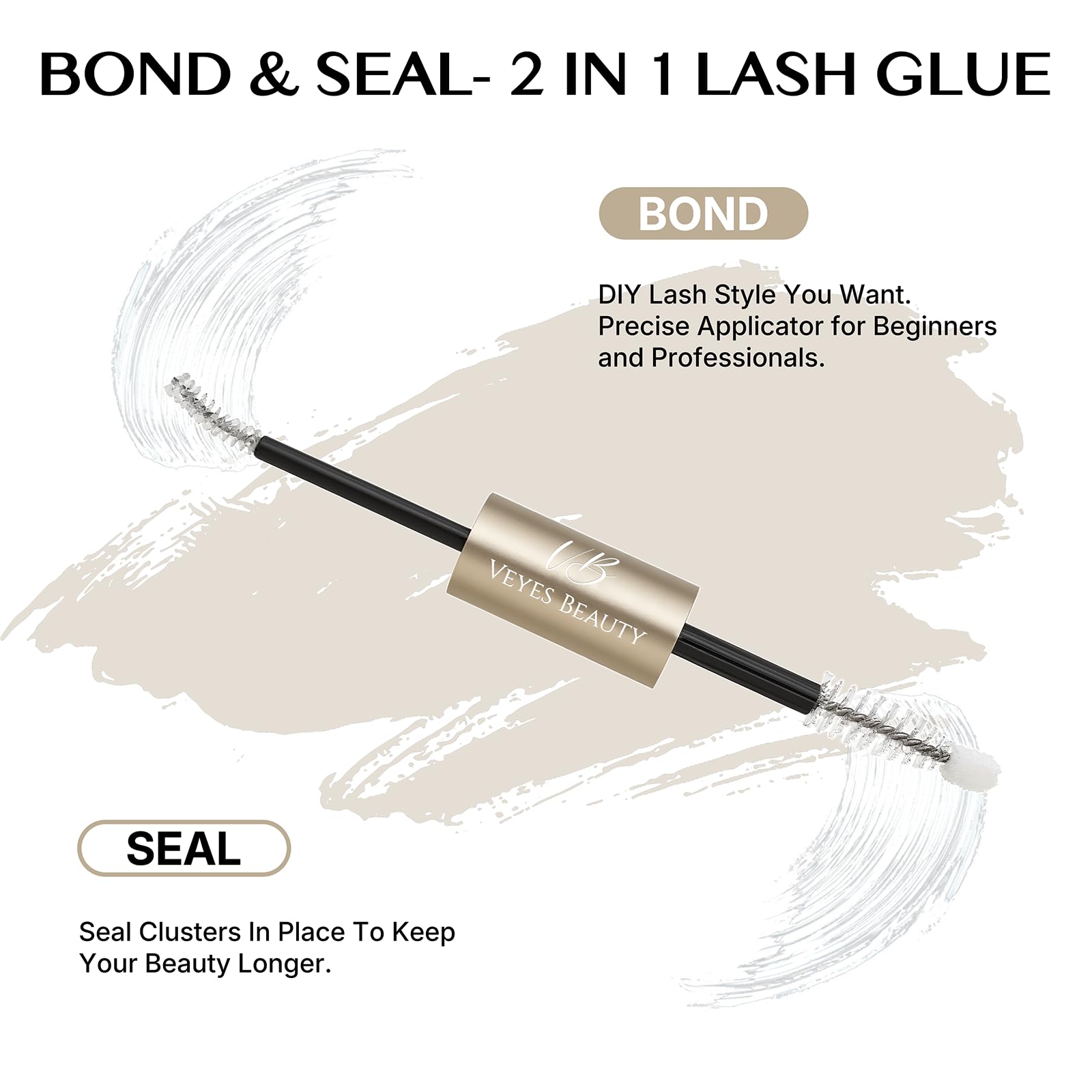 VEYESBEAUTY spiral brush design enables precise at-home lash application.