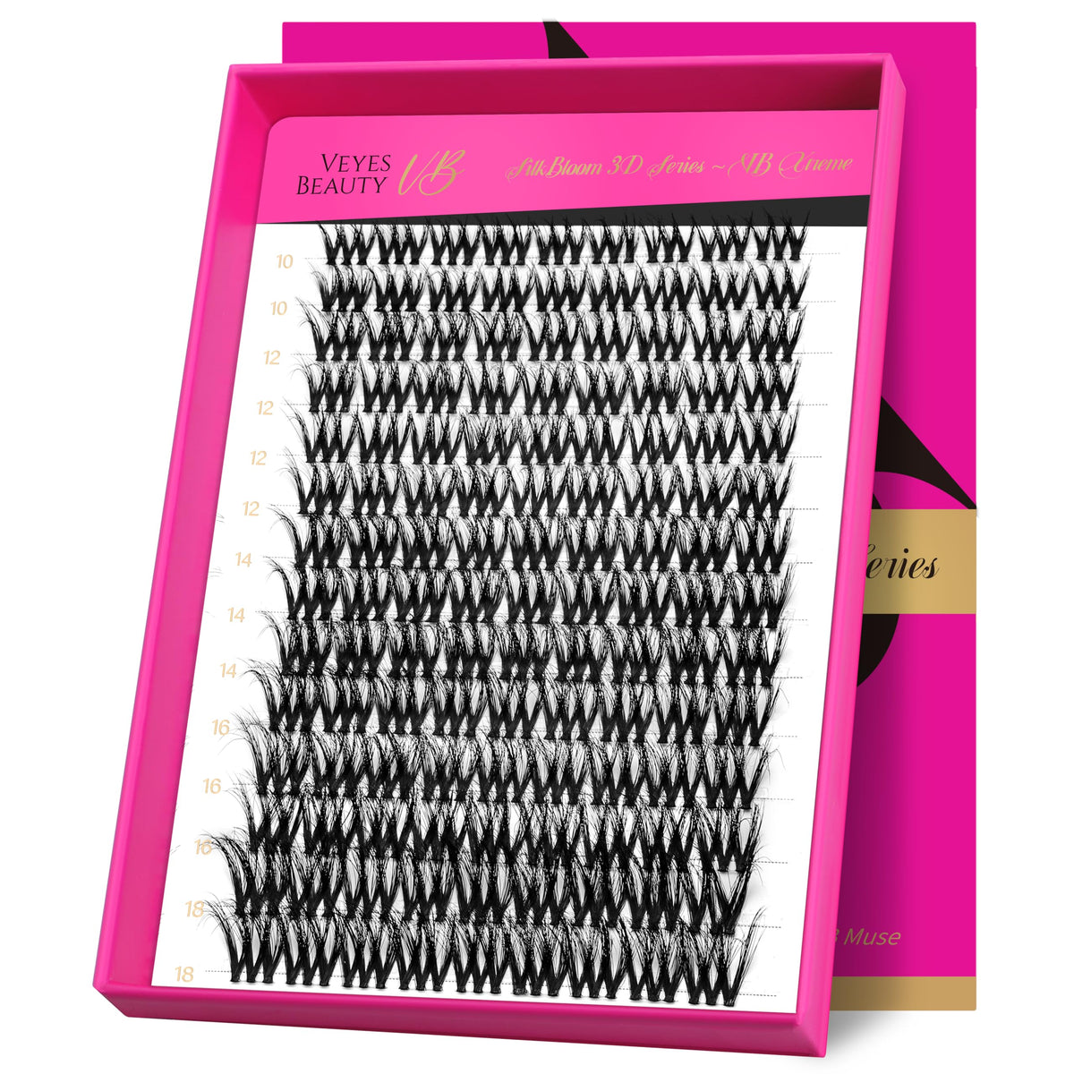 VEYESBEAUTY VBmuse 3D layered fluffy lash clusters for natural volume.