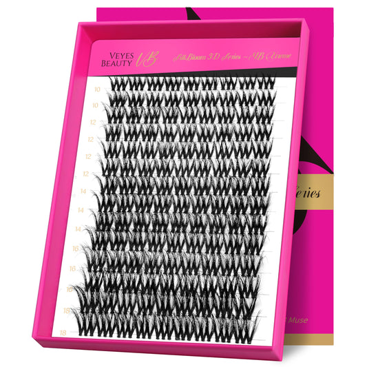 VEYESBEAUTY VBmuse 3D layered fluffy lash clusters for natural volume.