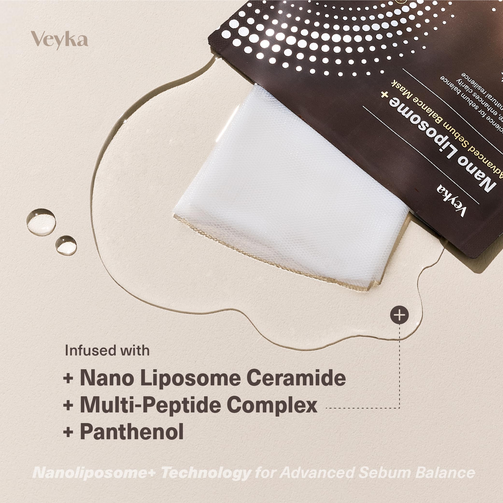 Veyka bio-cellulose sheet being applied to the face for pore purification and moisture retention.
