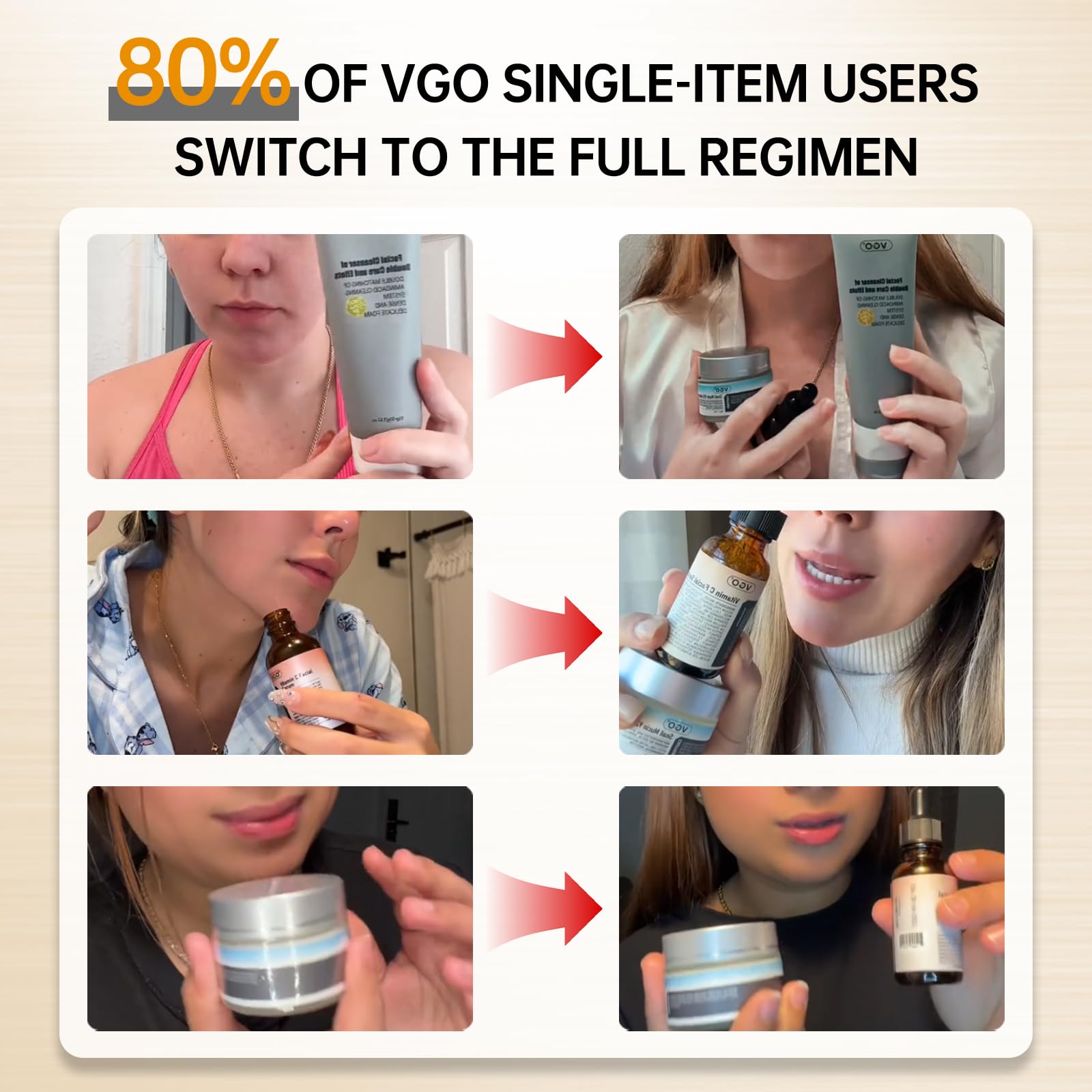 VGO moisturizer application on cheek showing smooth absorption