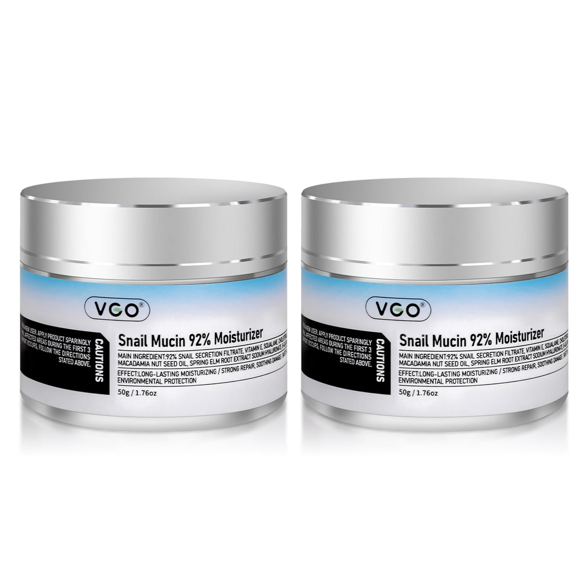 VGO snail mucin moisturizer bottle highlights 92% concentrate for intense hydration