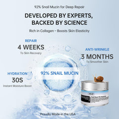 VGO snail mucin moisturizer displayed on beard area, illustrating smooth glide during use.