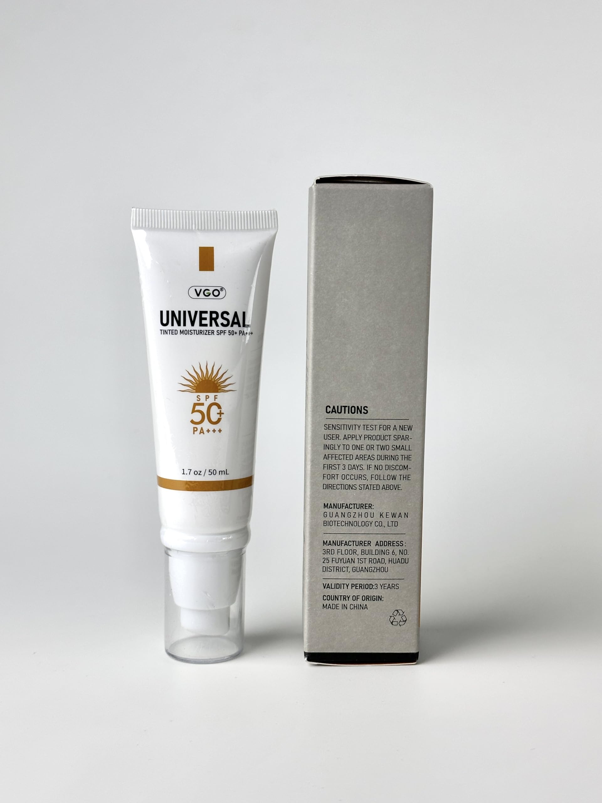 VGO tinted sunscreen provides natural-looking tint for even skin tone.