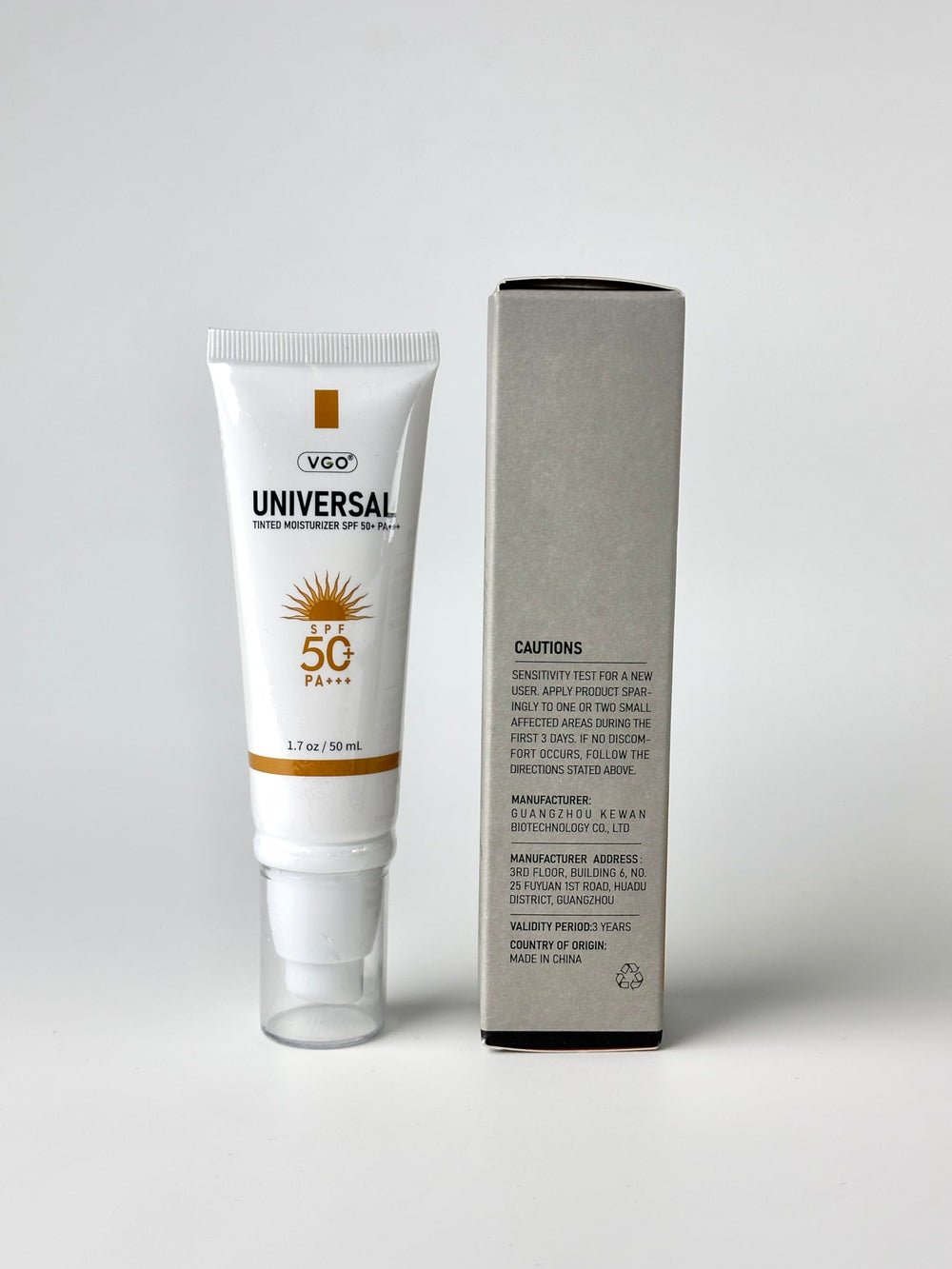 VGO tinted sunscreen provides natural-looking tint for even skin tone.