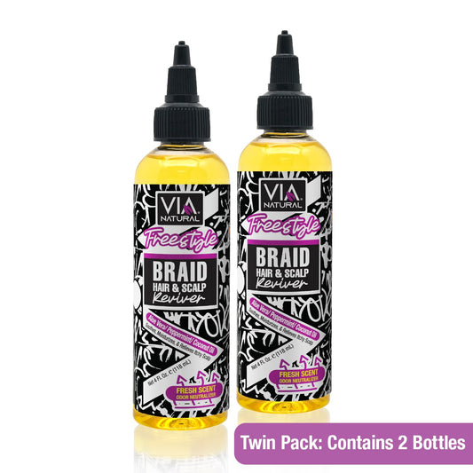 Via Natural VIA Freestyle Braid Hair Scalp Reviver pack two box enables quick braid refresh.