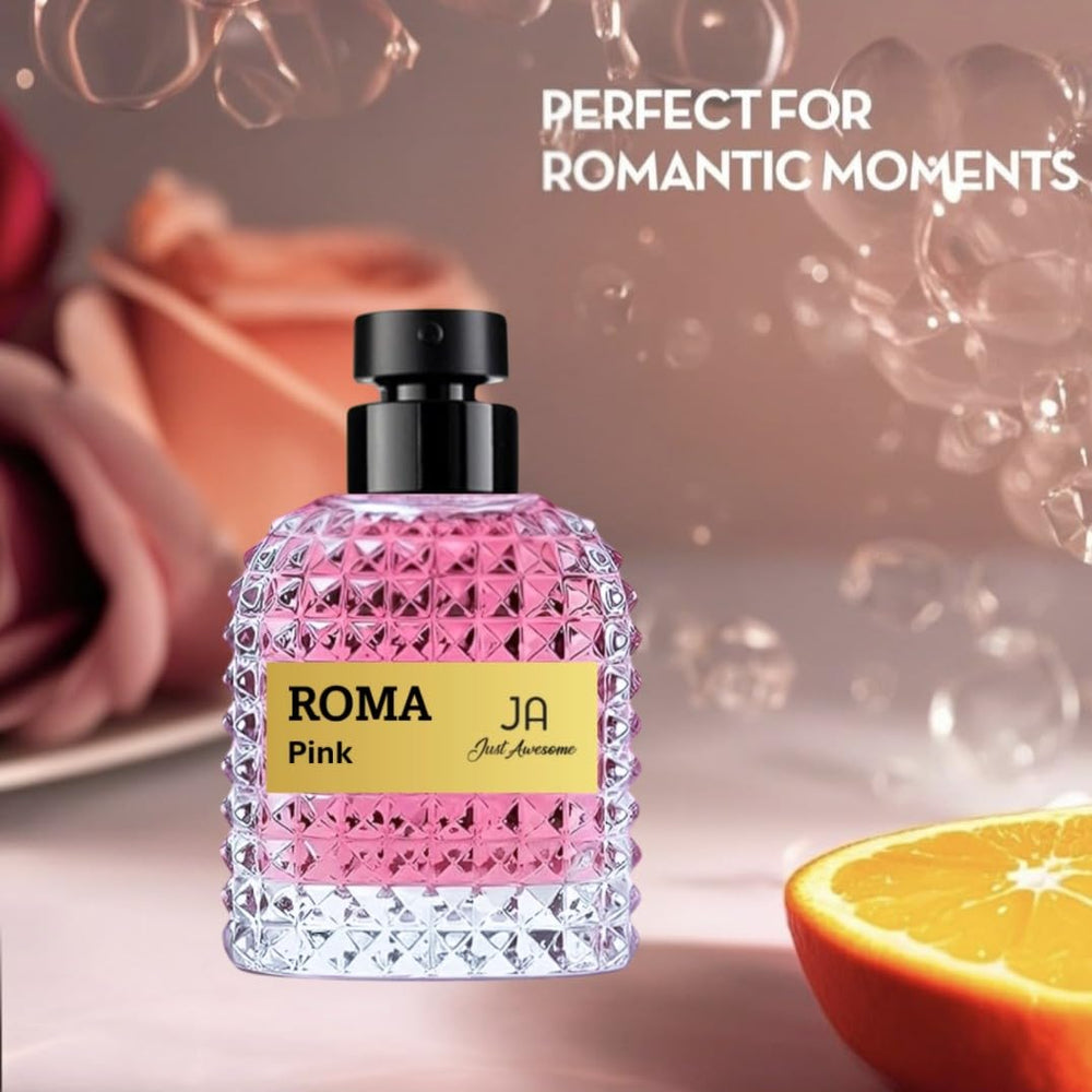 Viaan Krishna ROMA PINK EDP close-up notes reveal bright mandarin and orange blossom imagery.