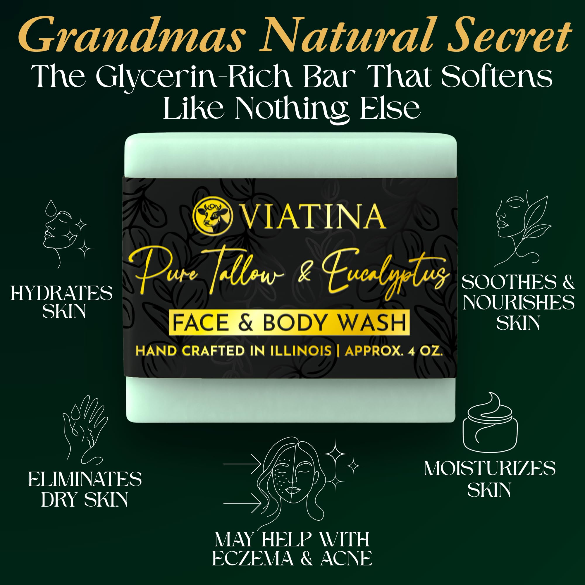 Viatina eucalyptus scent soap with refreshing aroma for cleansing