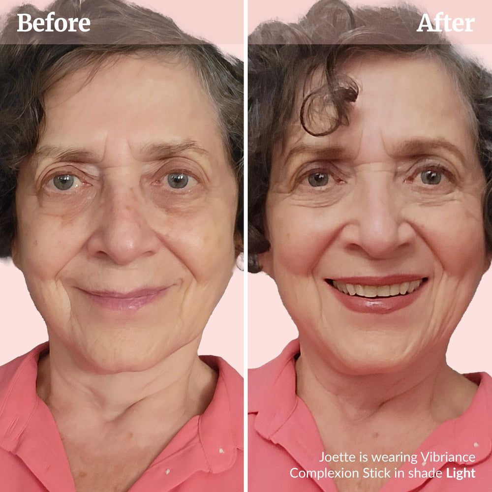 Vibriance Complexion Sticks creamy glide ensures smooth, even coverage.