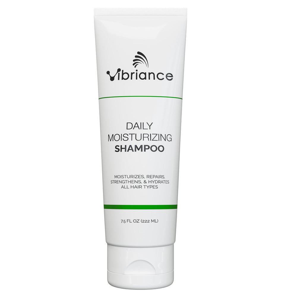 Vibriance Daily Moisturizing Shampoo bottle pour provides hydration for thinning hair.