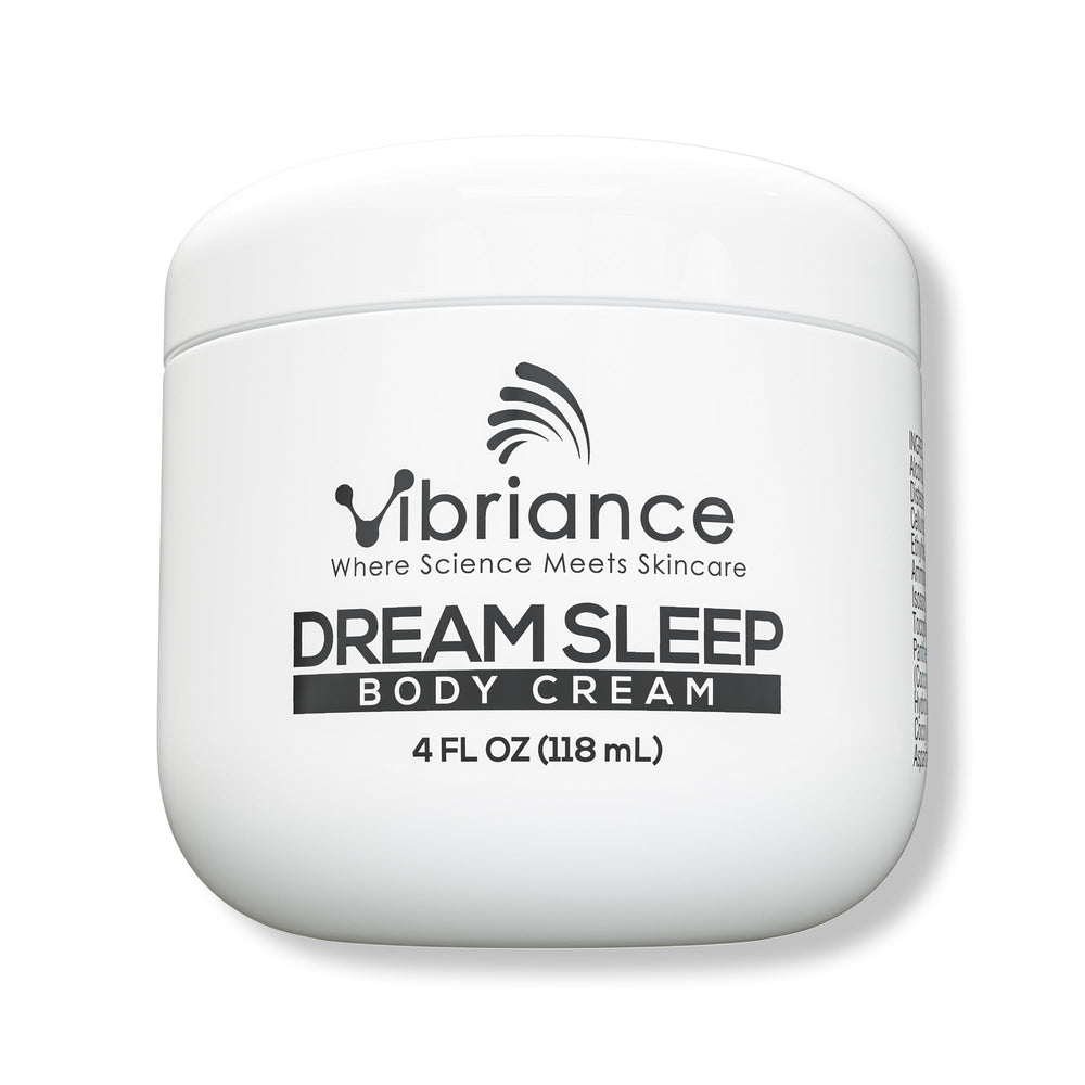 Vibriance Dream Sleep Body Cream bottle delivering fluffy hydration