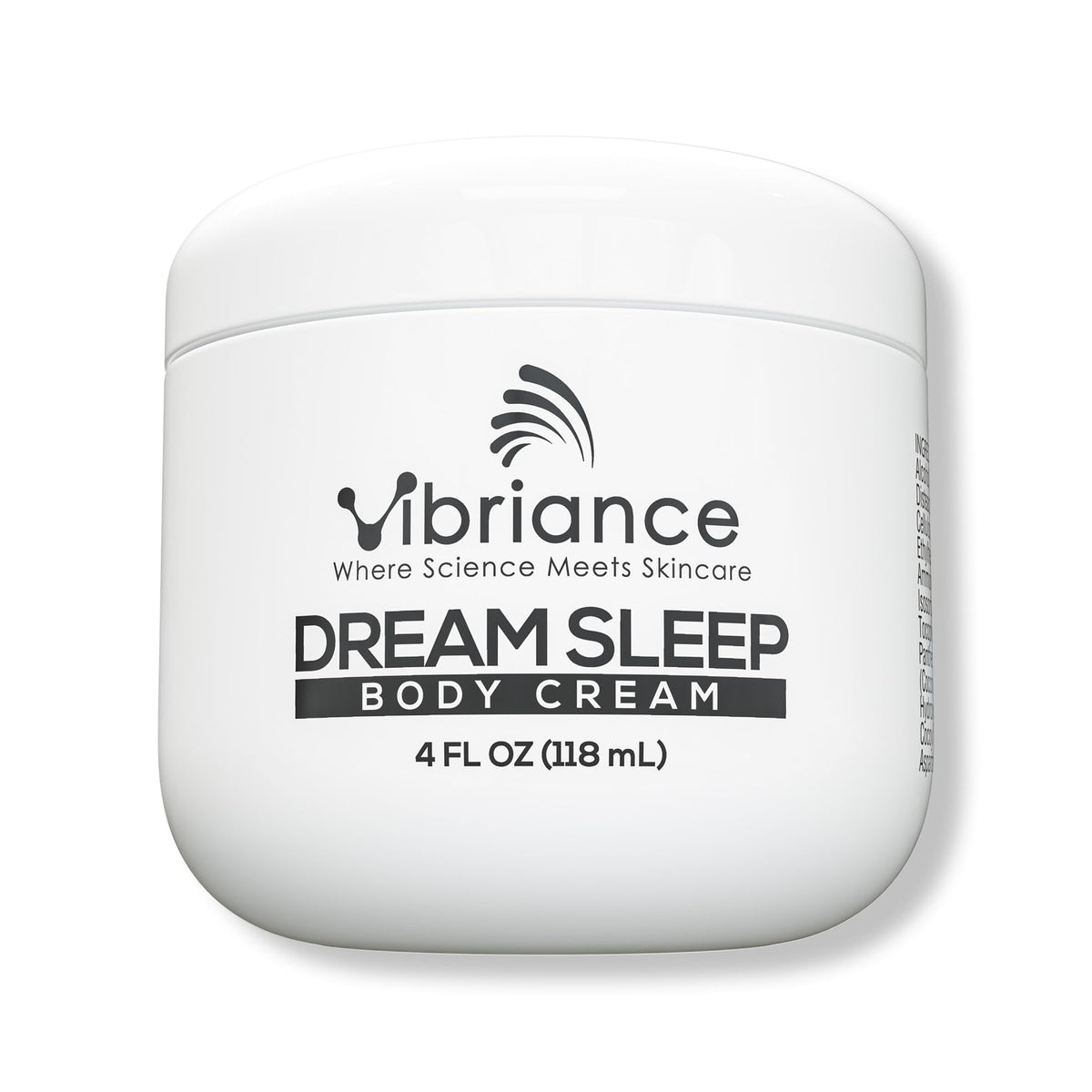 Vibriance Dream Sleep Body Cream bottle delivering fluffy hydration