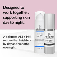 Vibriance Dynamic Duo Night Serum bottle for overnight renewal and smoother skin.