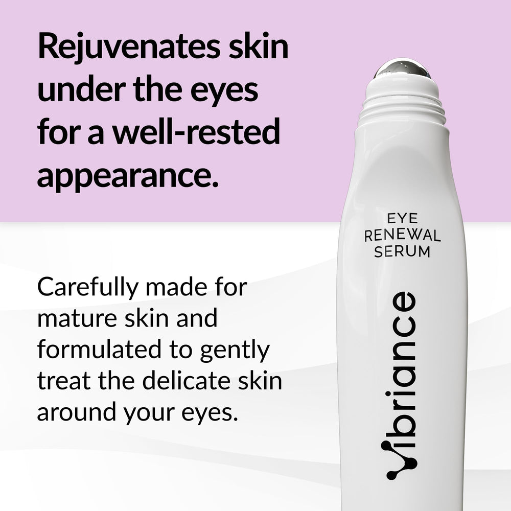 Vibriance Eye Renewal Serum metal roller applicator provides a refreshing massage.