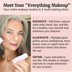 Vibriance Radiance Cream Blush Stick swatch on the skin for a subtle, buildable color.